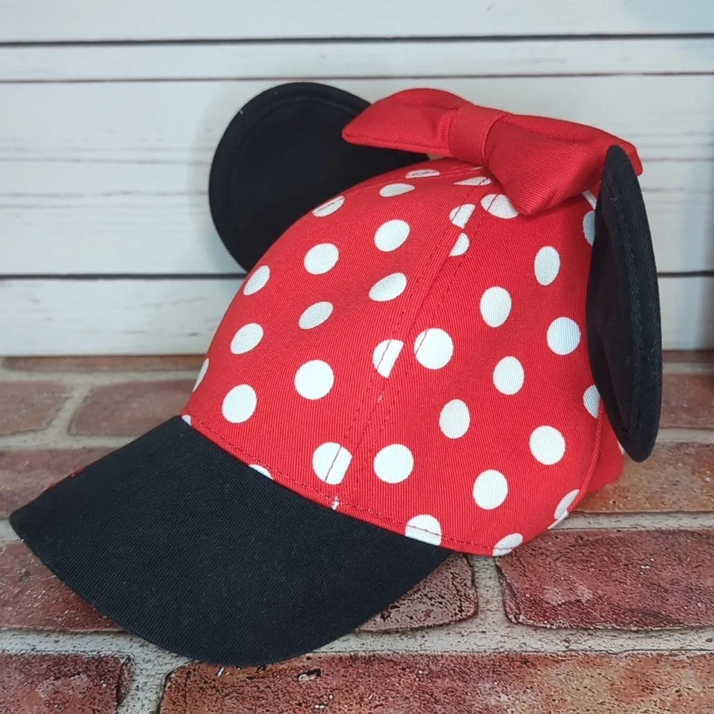 Walt‎ Disney World Minnie Mouse Ears and Bow Red Polka Dot Snapback Girls Cap